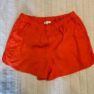Madewell Red Elastic-Waist Linen Shorts